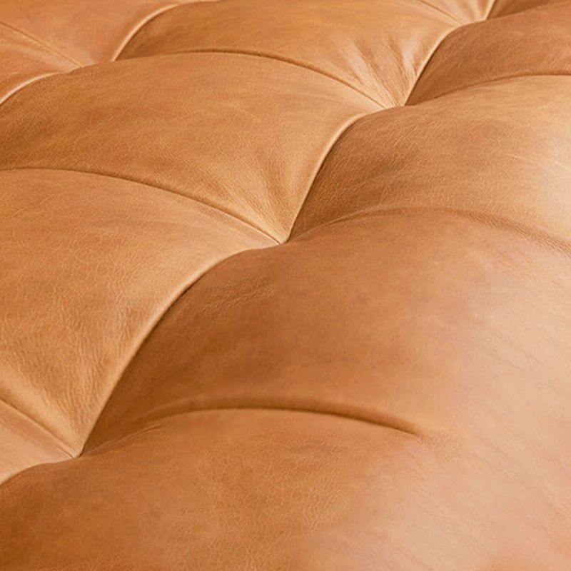 Faux Leather Modern Sofa 37.7"W Square Arm Sofa with 2 Pillows for Living Room