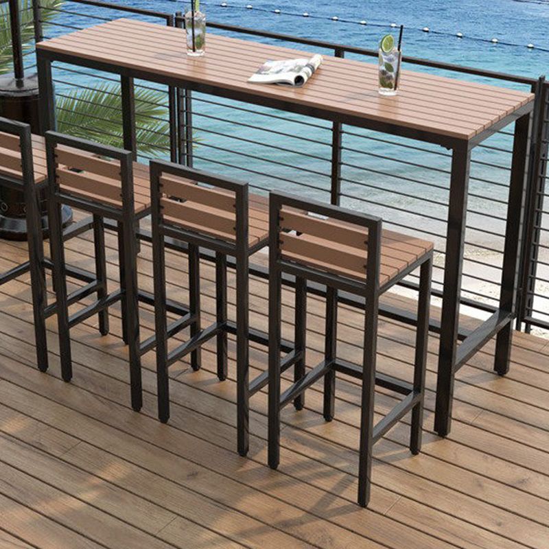 Industrial Metal Base Bar Table Pub Height Dining Table for Patio Use