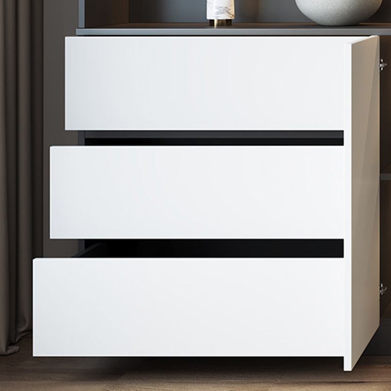 Modern Glass Adjustable Shelving Doors Wood Sideboard Cabinet with Cabinets and Drawers