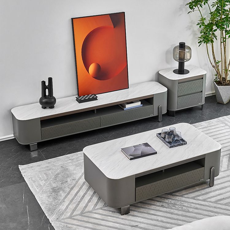27" Wide Contemporary 4 Legs Slate White Rectangular Coffee Table
