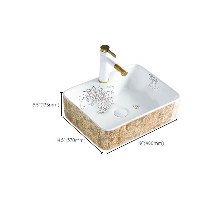 Contemporary Bathroom Sink Porcelain Rectangular Vessel Sink(Not Including Faucet)