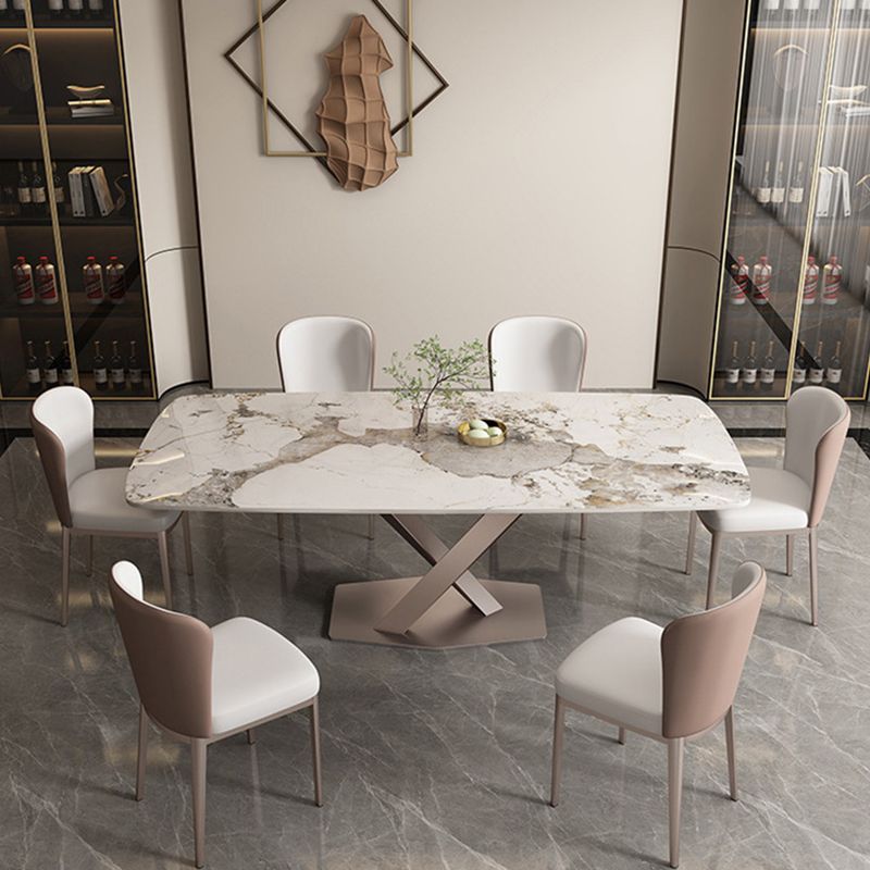 Modern Dining Set 1/2/5/7 Pcs Sintered Stone Dining Table with Chairs