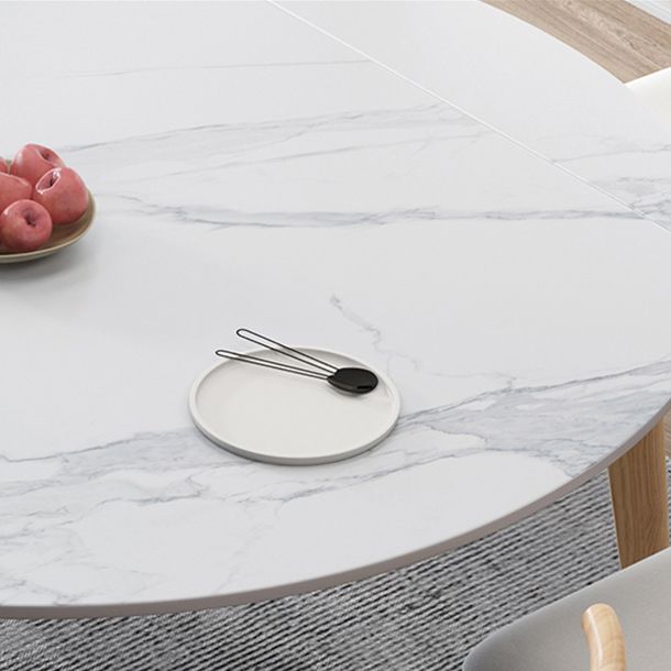 Modern White Round Shape Table Sintered Stone Top Standard Dining Table for Kitchen