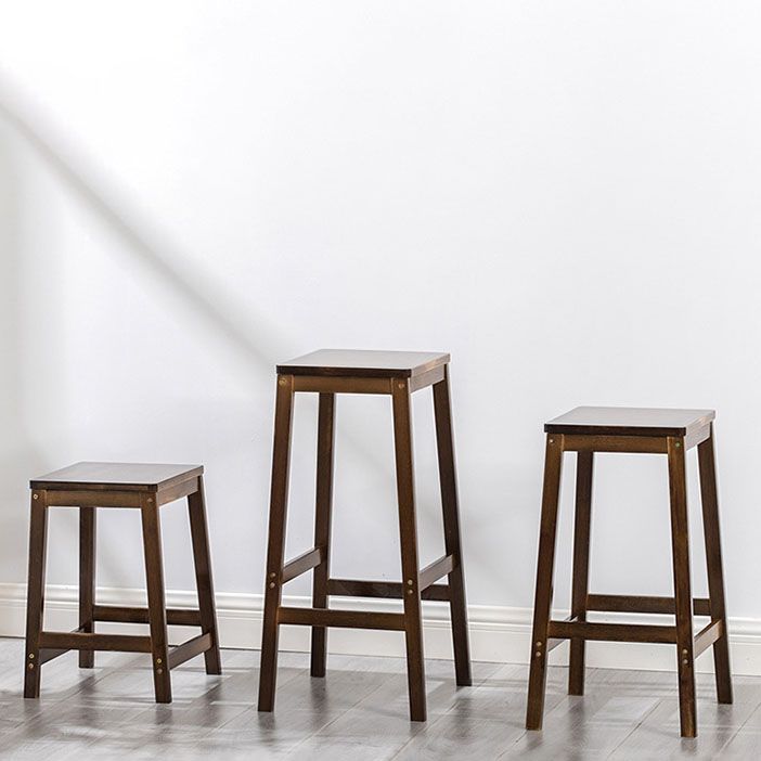 Industrial Square Backless Stool Wooden Footrest Barstool for Living Room