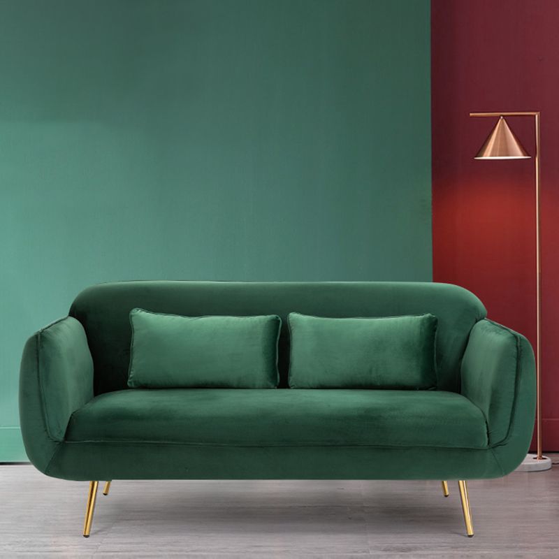 Velvet Modern Standard Tight Back  Sofa 30"W Square Arm with Bolster Pillows