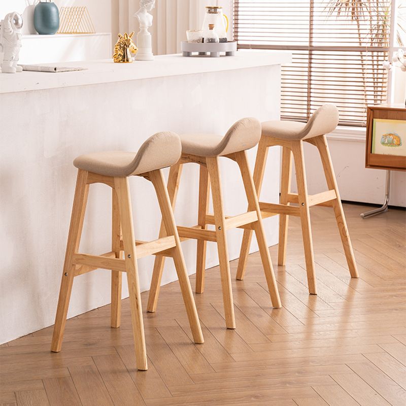 Taburete de bar interior contemporáneo de 29 pulgadas, taburete trasero sin brazos de madera con reposapiés