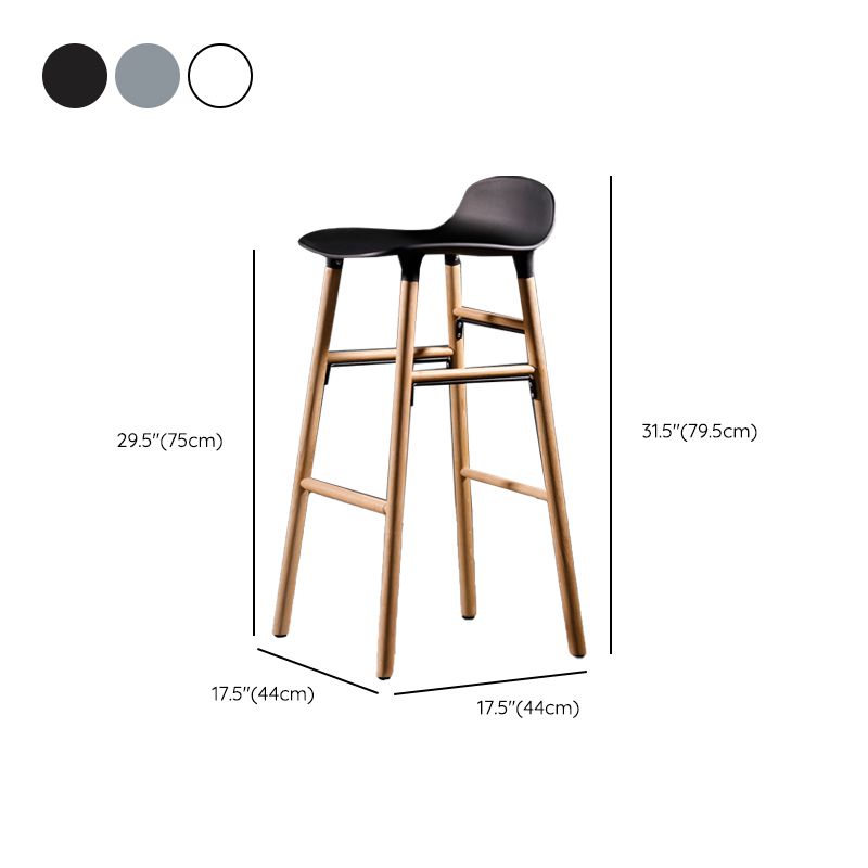 Scandinavian Solid Wood Legs Bar Stool Armless Plastic Bar Stool for Living Room