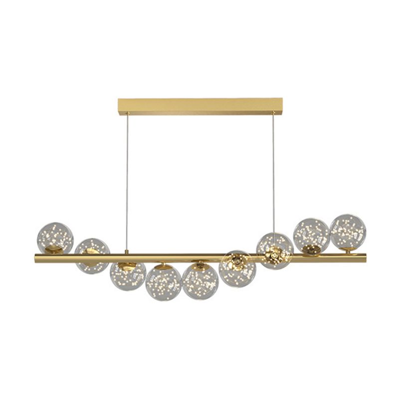 7/9/11-Light Contemporary Golden Kitchen Island Lighting Glass Ceiling Light for Bedroom