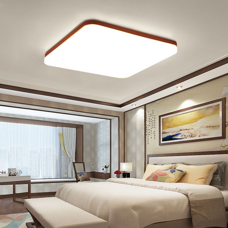 Simple Square Legno Flush Montaggio Soffitto Luce Fissaggio per Bedroom Living Room