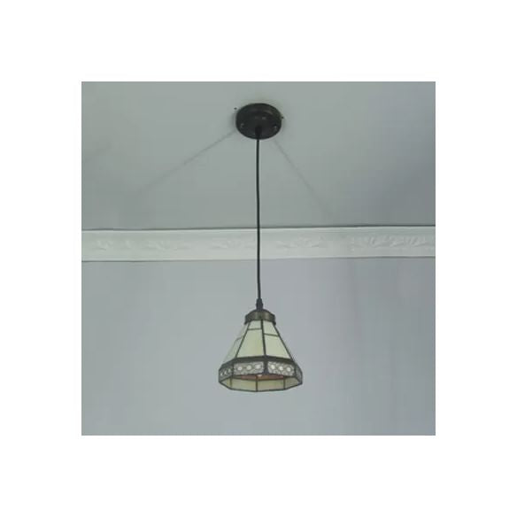 Buntglas konische Tropfenlampe Tiffany-Stil 1 Kopf Beige/grün/blau Anhänger Beleuchtungsstoffe für Wohnzimmer