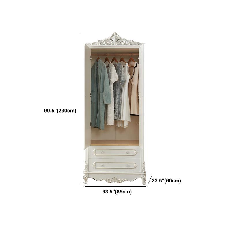 French Country Wardrobe White Colour Solid Wood Wardrobe Closet with Drawers