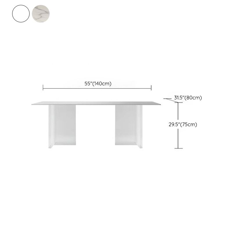Medieval Modern Stone Dining Table Double Pedestal Base Table for Dining Room