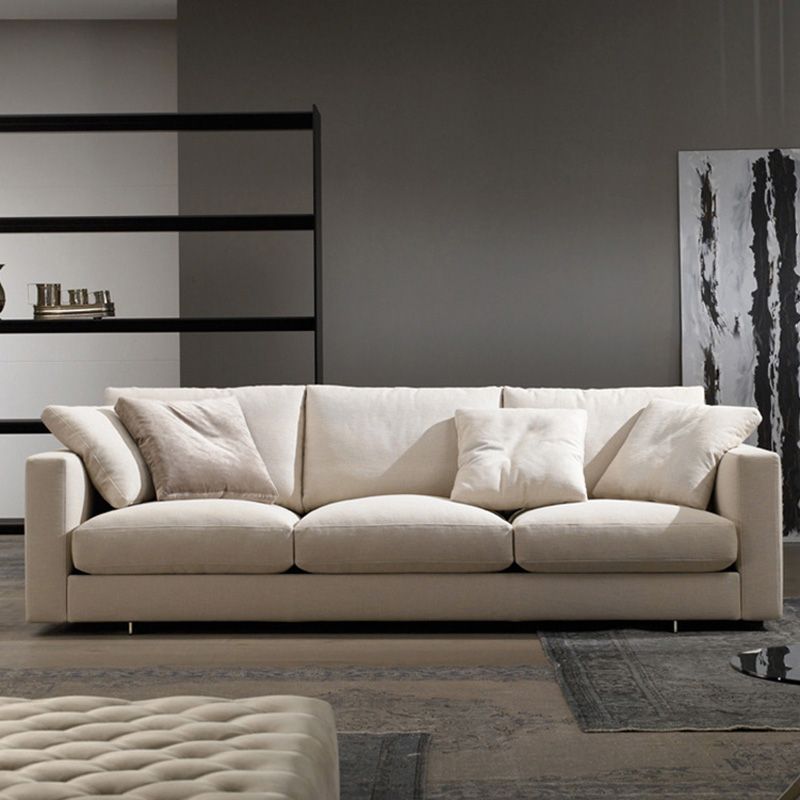 Padded Wooden down Cloth Rectangular Sofa with Pillow Back and Down/sponge/latex Cushion