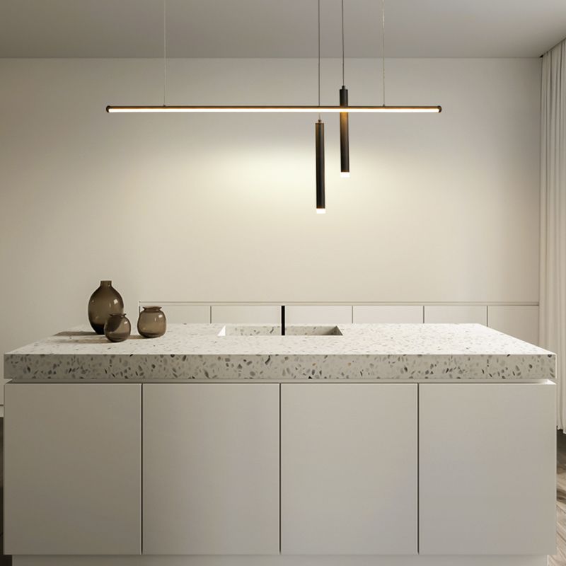 Lineair eilandlichtarmatuur moderne 3-licht LED-hangende lampen met witte acrylschaduw
