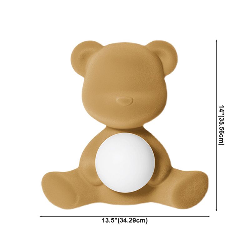 Lámpara de mesa de oso de macarrones 1 luces de escritorio con sombra de vidrio para dormitorio