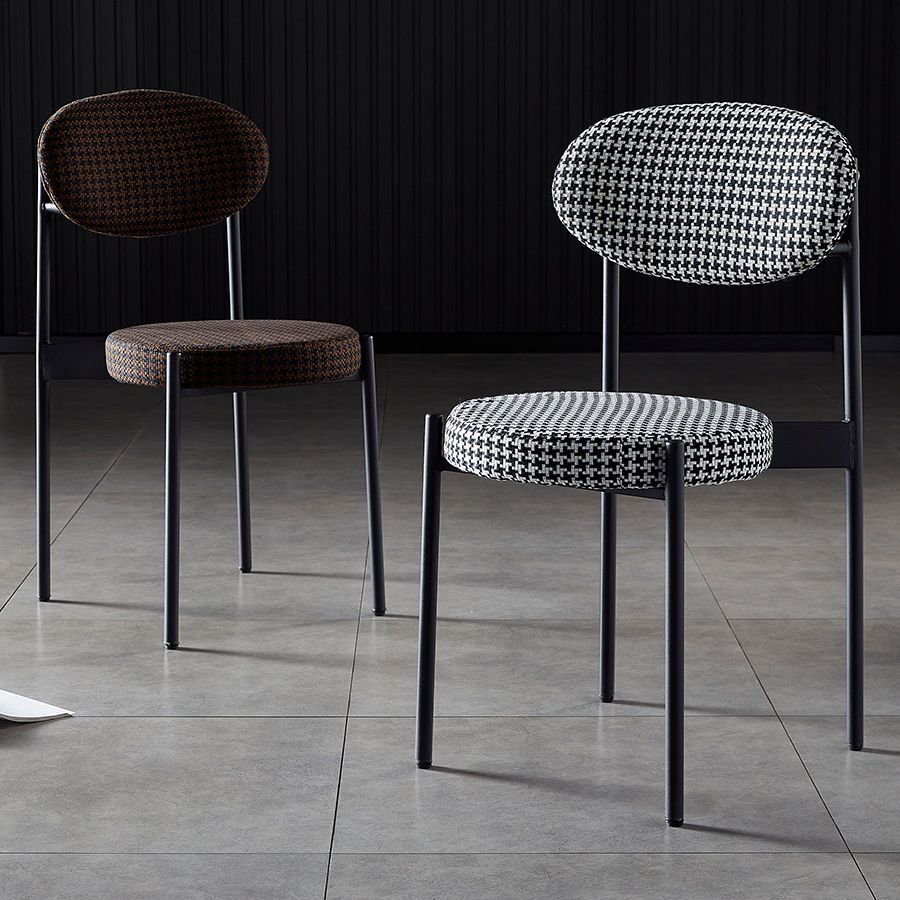 Silla de comedor de cocina estilo Glam, sillas laterales sin brazos de comedor de metal