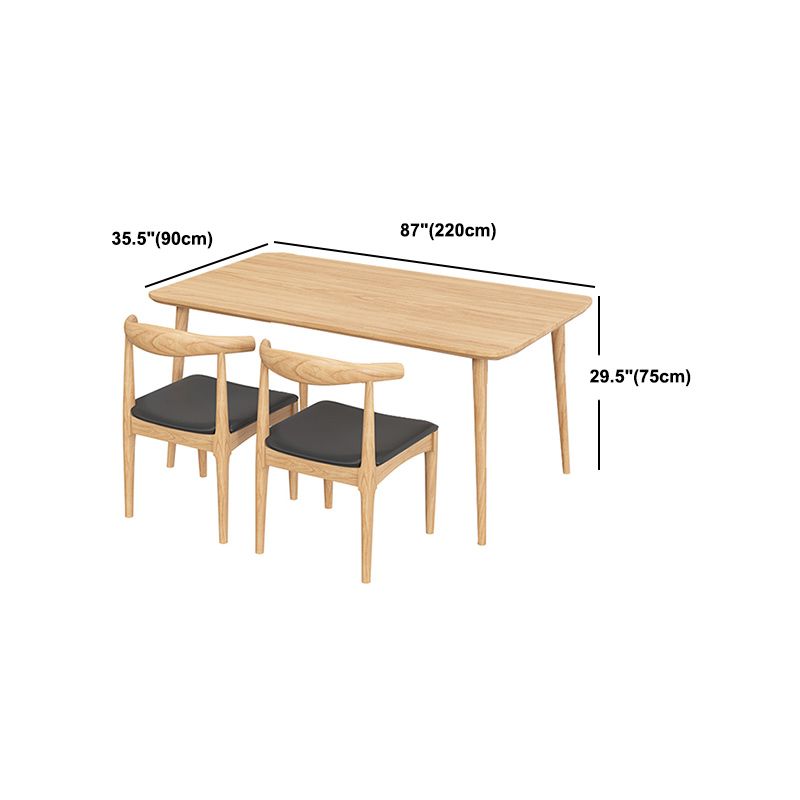 Modern Dining Set 1/2/5 Pcs Solid Wood Table with Cow Horn Chairs and Windsor Chairs