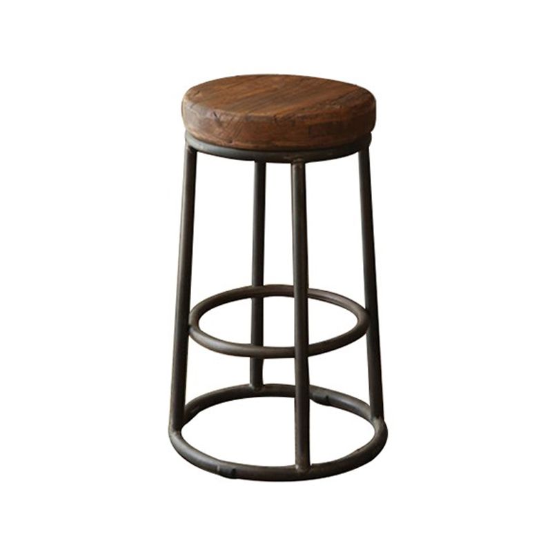 Contemporary Solid Wood Counter Stool Backless Bar Stool with Footrest