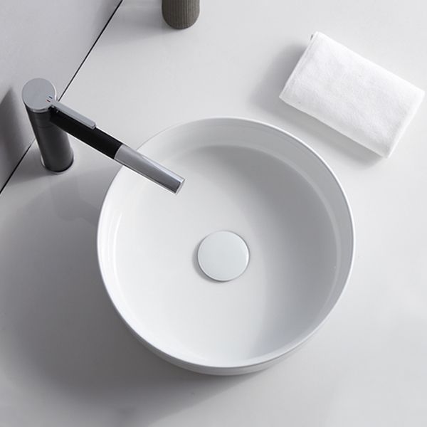 Modern Bathroom Sink Porcelain Solid Color Round Vessel Bathroom Sink
