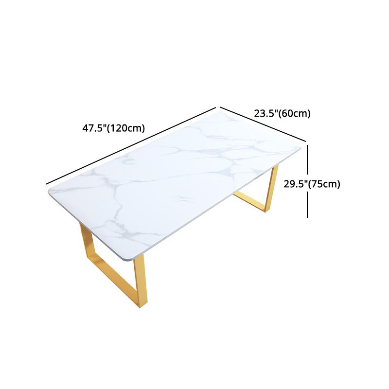 Modern Iron Dinette Set 1/2/5/7 Pieces White Rectangle Sintered Stone Top Dining Table Set