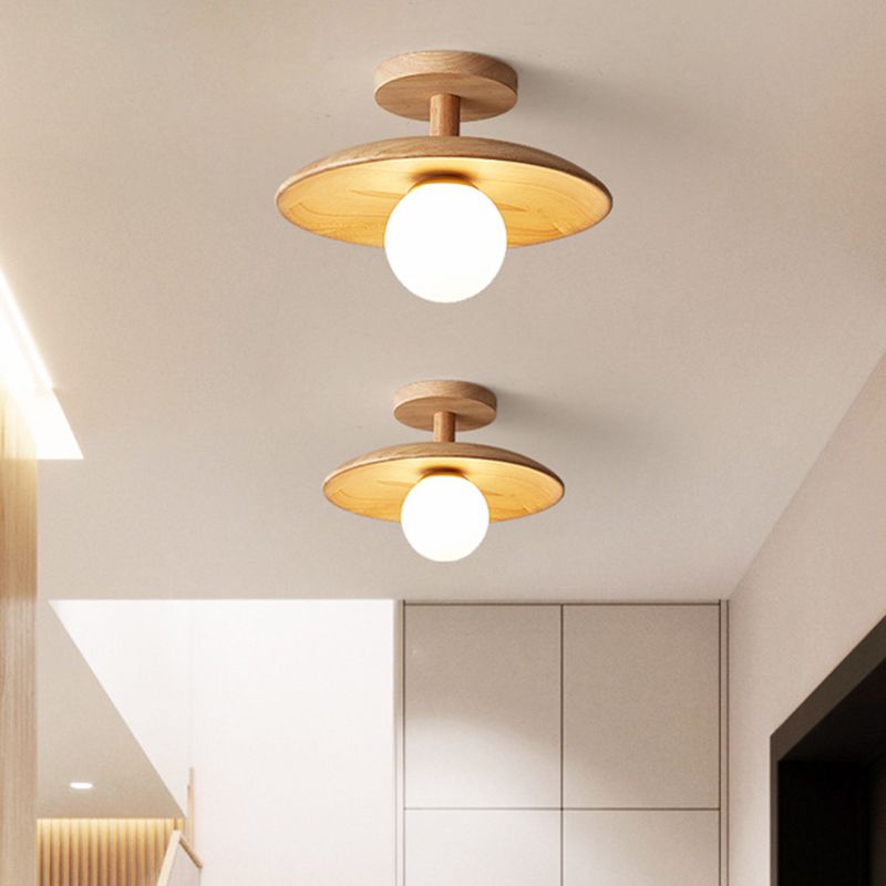 Japanese Style Wooden Ceiling Light Circle Shape Ceiling Lamp for Bedroom