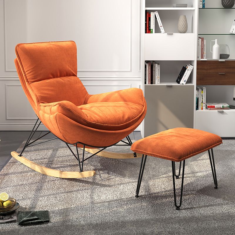 Contemporary Upholstered Rocker Chair Metal Frame Spindle Rocker Chair for Living Room