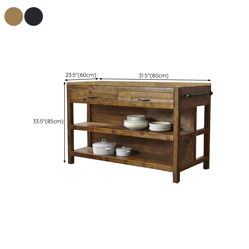 Contemporary Stationary Kitchen Island Set Solid Wood Kitchen Island Set for Dining Room