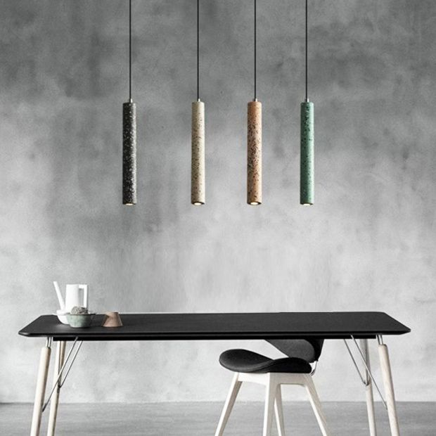 Cylinder Hanging Lights Modern Style Stone 1 Light Pendant Light Kit
