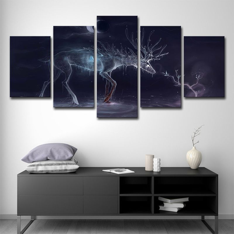 Toile murale en forme de cerf, décoration murale moderne avec animaux de rêve, violet, pour salon