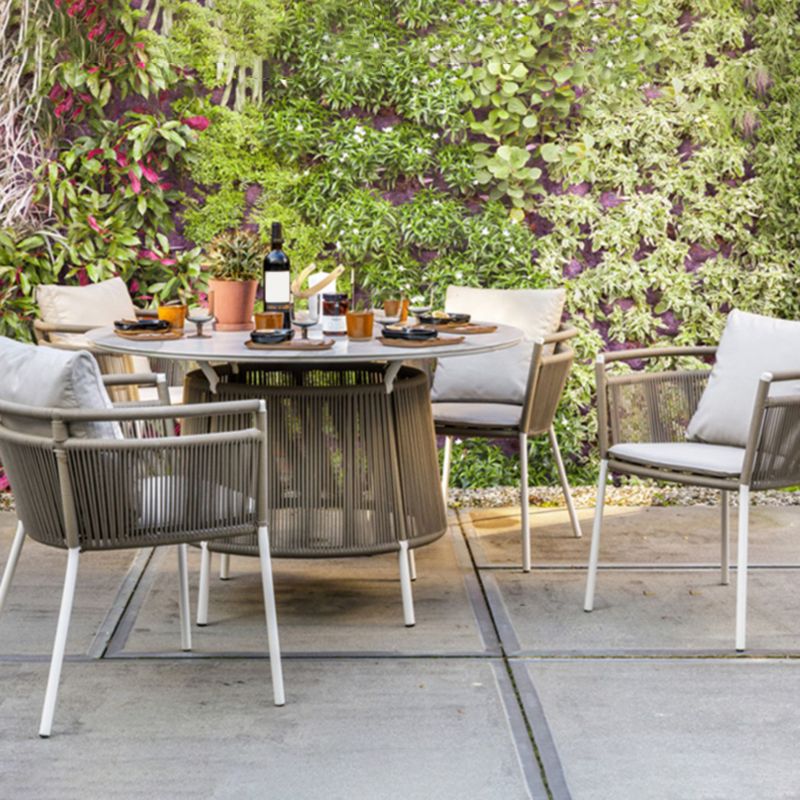 Boho Style Dining White Round Stone 1/2/5/6 Pieces Dining Set