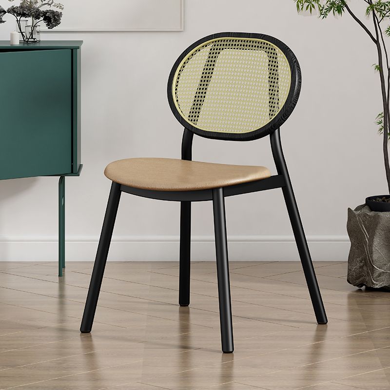 Silla lateral de comedor escandinava con respaldo abierto para silla lateral de comedor de cuero para el hogar