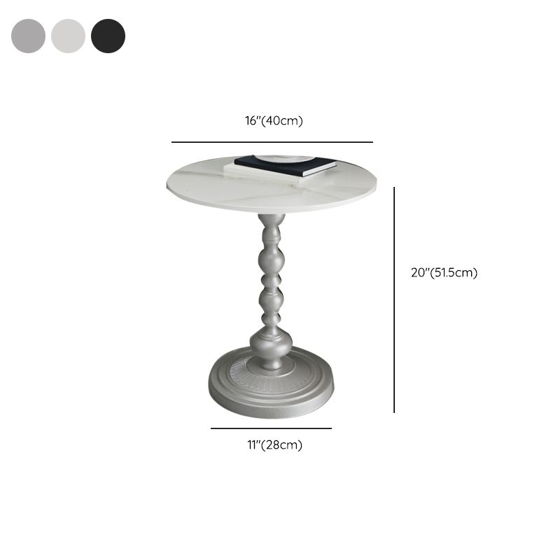 Modern Slate Round Side End Table Metal Pedestal Sofa Side Table