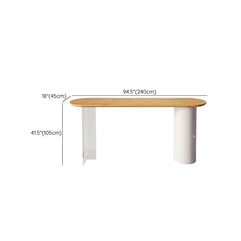 Contemporary Solid Wood Oval Bar Dining Table for Living Room