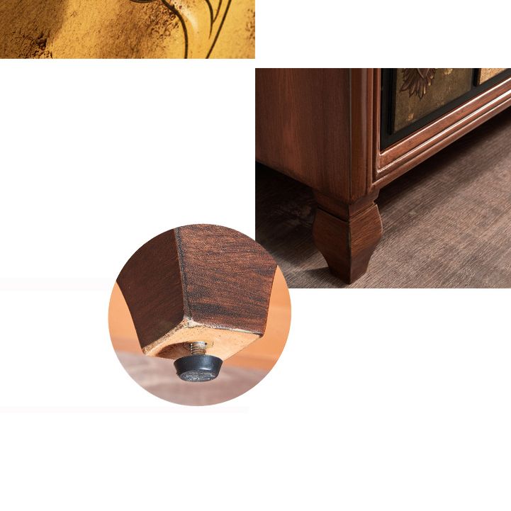 American Traditional Wooden Storage Chest Home Horizontal Chest with Drawers