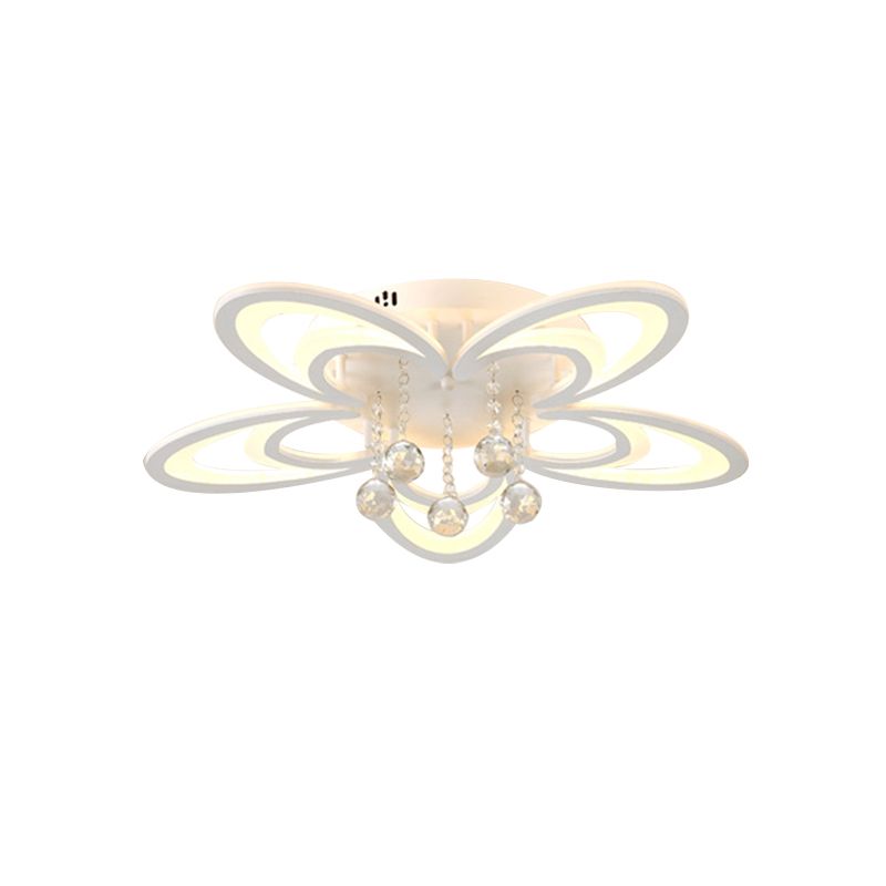 Éclairage semi-montage floral en acrylique LED LED LED LED PLADIR LEPLIAT EN BLANC AVEC DROPLET CRISTAL