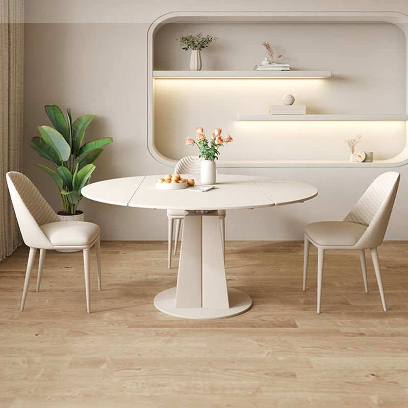 Contemporary 1/2/4/5/7 Pieces Furniture Round Stone Dining Set in White