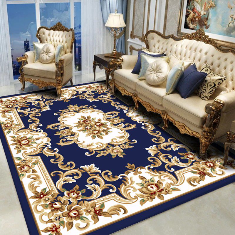 Navy Modern Rug Blending Graphic Rug Stain Resistant Rug for Living Room