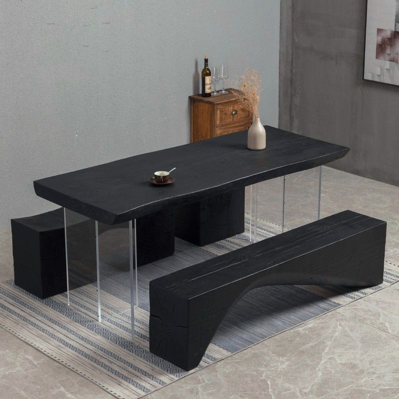 Modern Black Wood Dining Table Specialty Dining Table for Kitchen