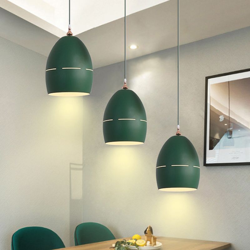 Luz de suspensión de forma ovalada de metal 1 Luz de loft de macarrón ligero para el comedor para el comedor