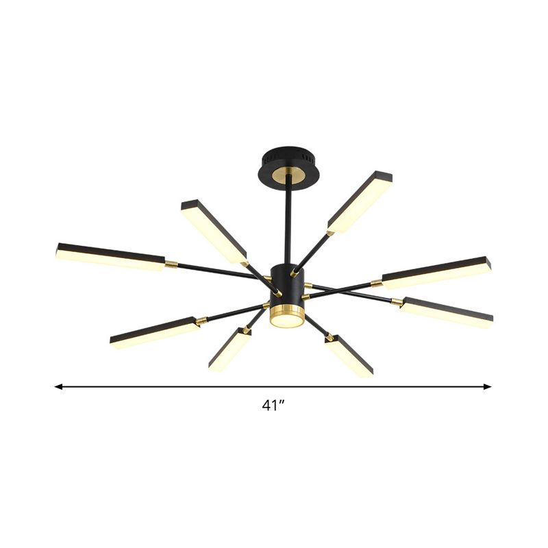 Sputnik Hanging Light Kit Modernism Metal 6/8 Heads Black Pendant Chandelier in Warm/White Light