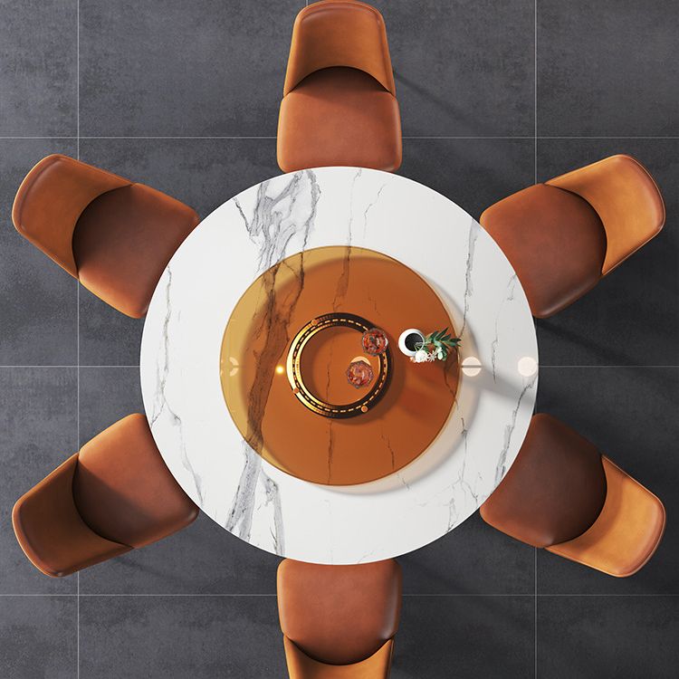 Solid Wood Frame Dining Room Set 1/2/5/7 Pcs Round Dining Table with Armless Chairs