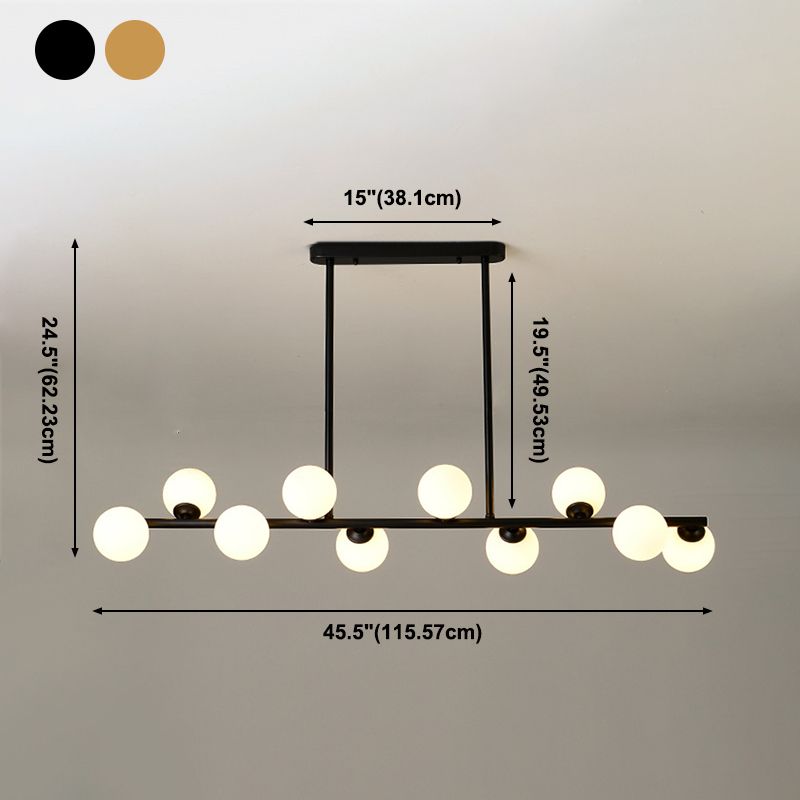 Modern Simple Dining Chandelier Light Round Glass Shade Pendant Light for Dining Room