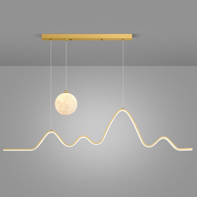 Modern Style Linear Shape Island Lights Metal 2 Light Chandelier for Living Room