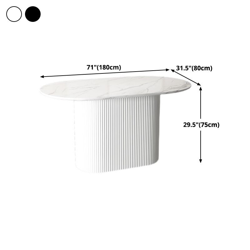 Metal Modern Oval Dining Table White Sintered Stone Top Table for Dining Room and Kitchen