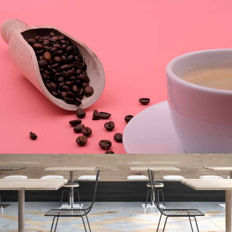 Cafe Interior Decoration Mural Wallpaper Coffee Beans Wall Covering, Waterproofing