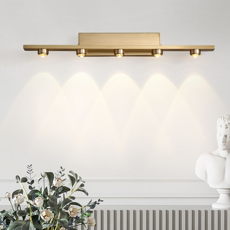 Modern Style Linear Shade Wall Sconce Metal Multi Lights Wall Mounted Lighting in Brass