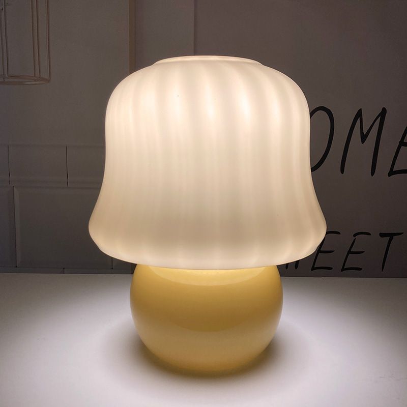 Lampade da tavolo in vetro a forma di tamburo Lampade da comodino in vetro stile moderno a 1 luce