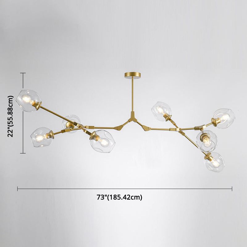 Apparecchi di illuminazione del lampadario ramificati Luce di sospensione in vetro moderno per soggiorno