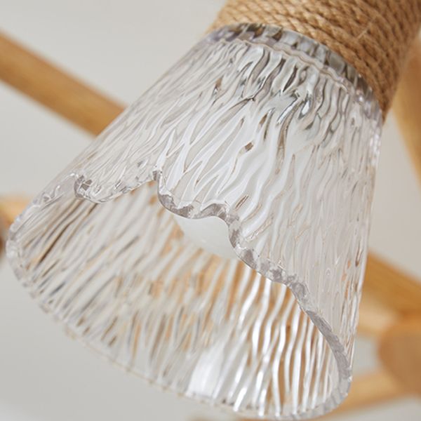 Bell Shape Glass Flush Mount Light Modern Style Multi Lights Ceiling Mount Light in Brown