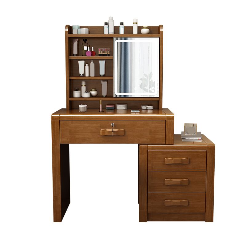 Solid Wood Makeup Vanity Desk Table Scandinavian 4 Drawer Dressing Table